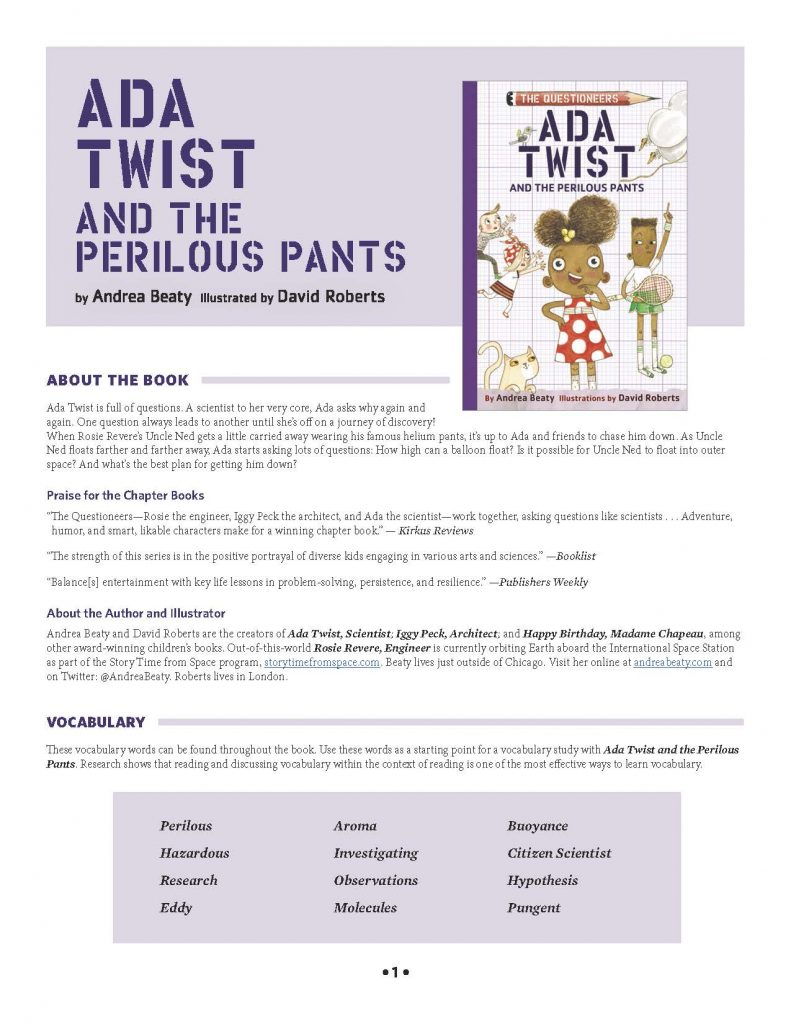 Ada Twist and the Perilous Pants Teaching Guide
